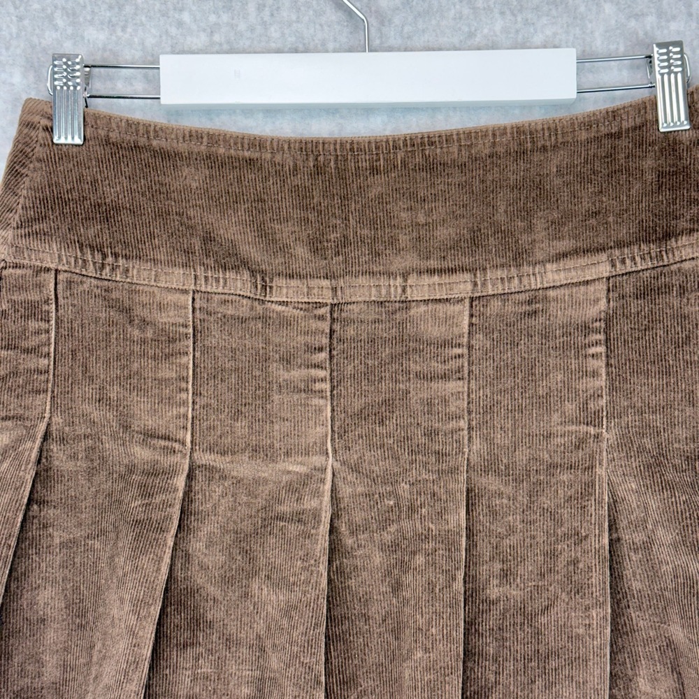 Empyre Corduroy Pleated Mini Skirt Women M Brown Y2K Grunge Skater Indie